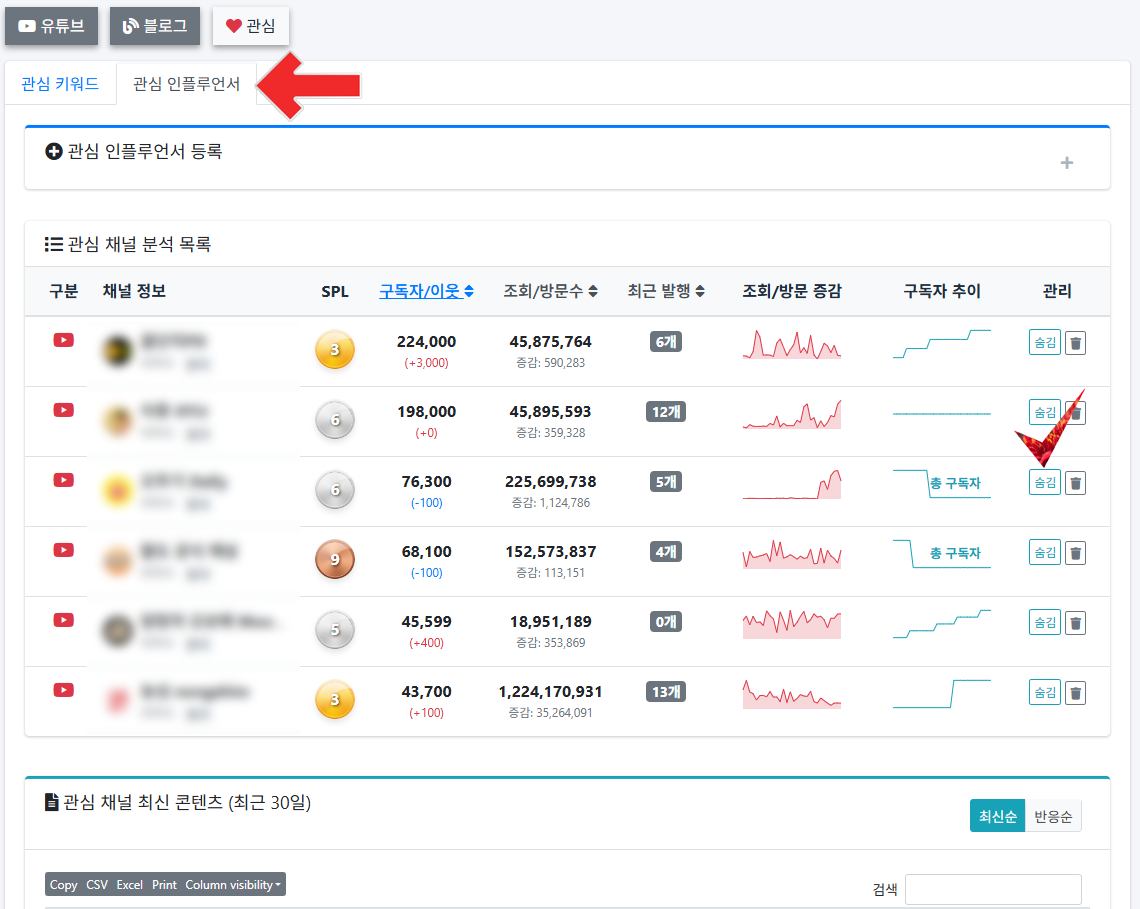인플루언서 리스트